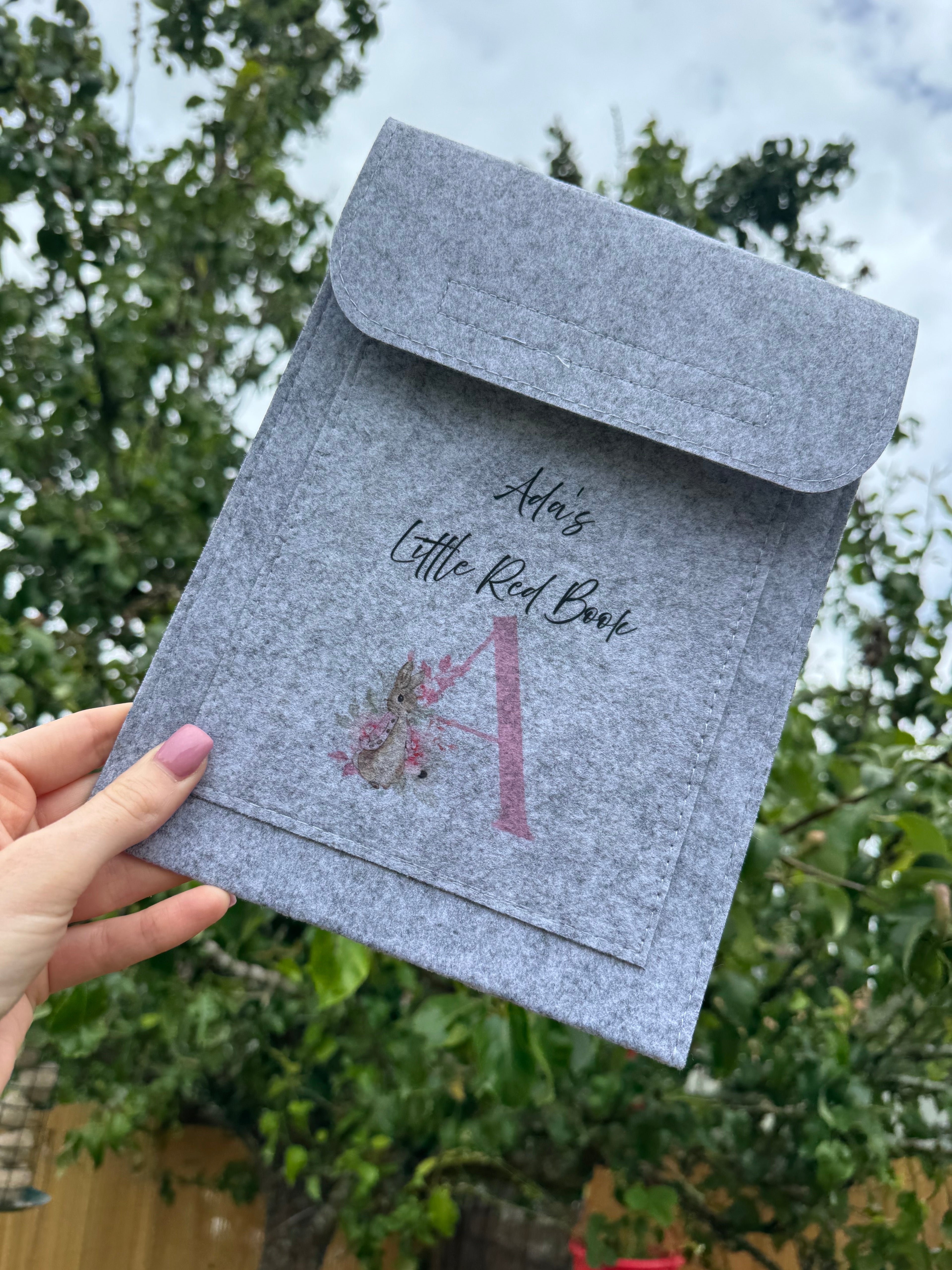 personalised little red book folder pink and blue bunny