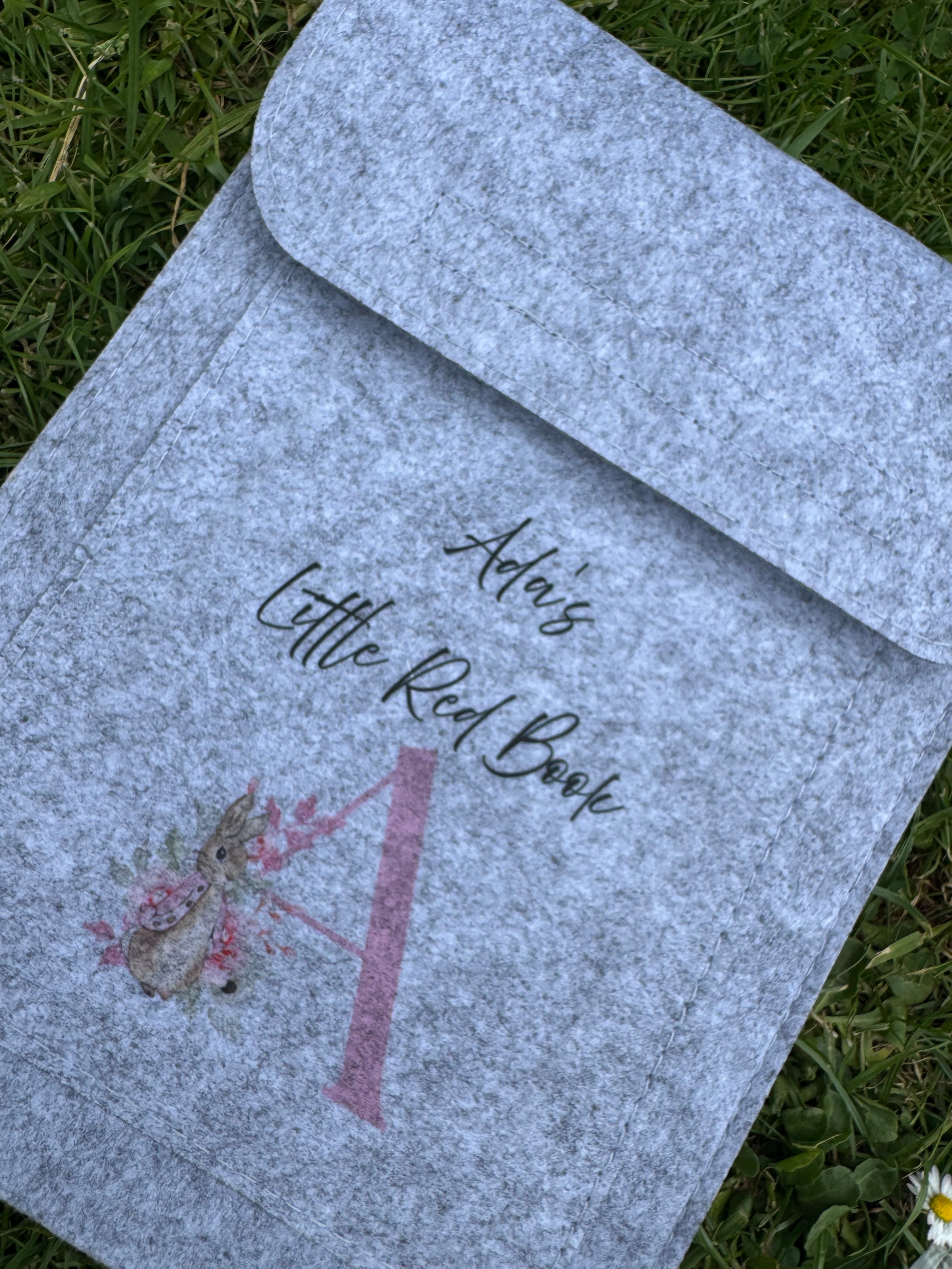 personalised little red book folder pink and blue bunny
