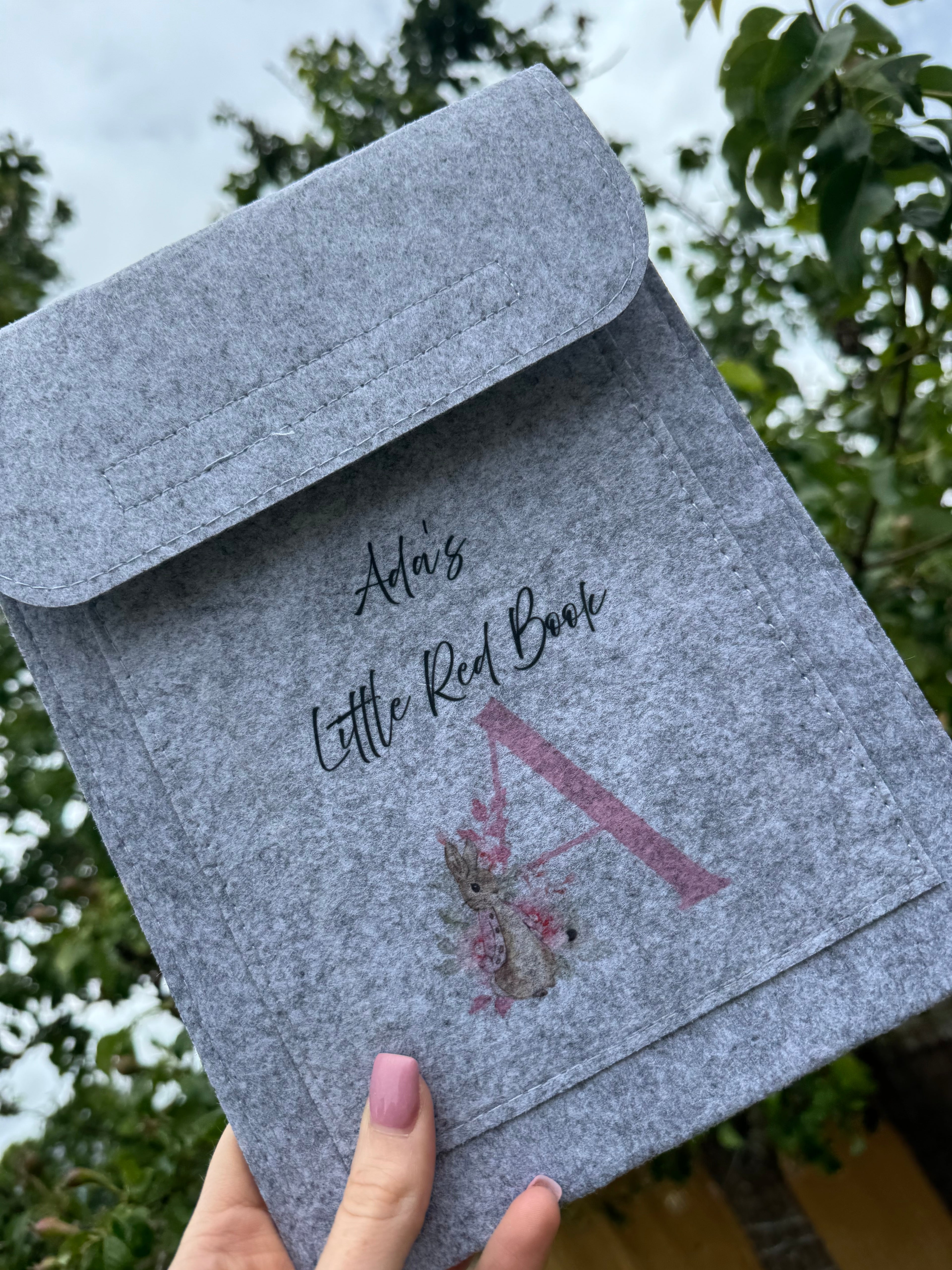personalised little red book folder pink and blue bunny