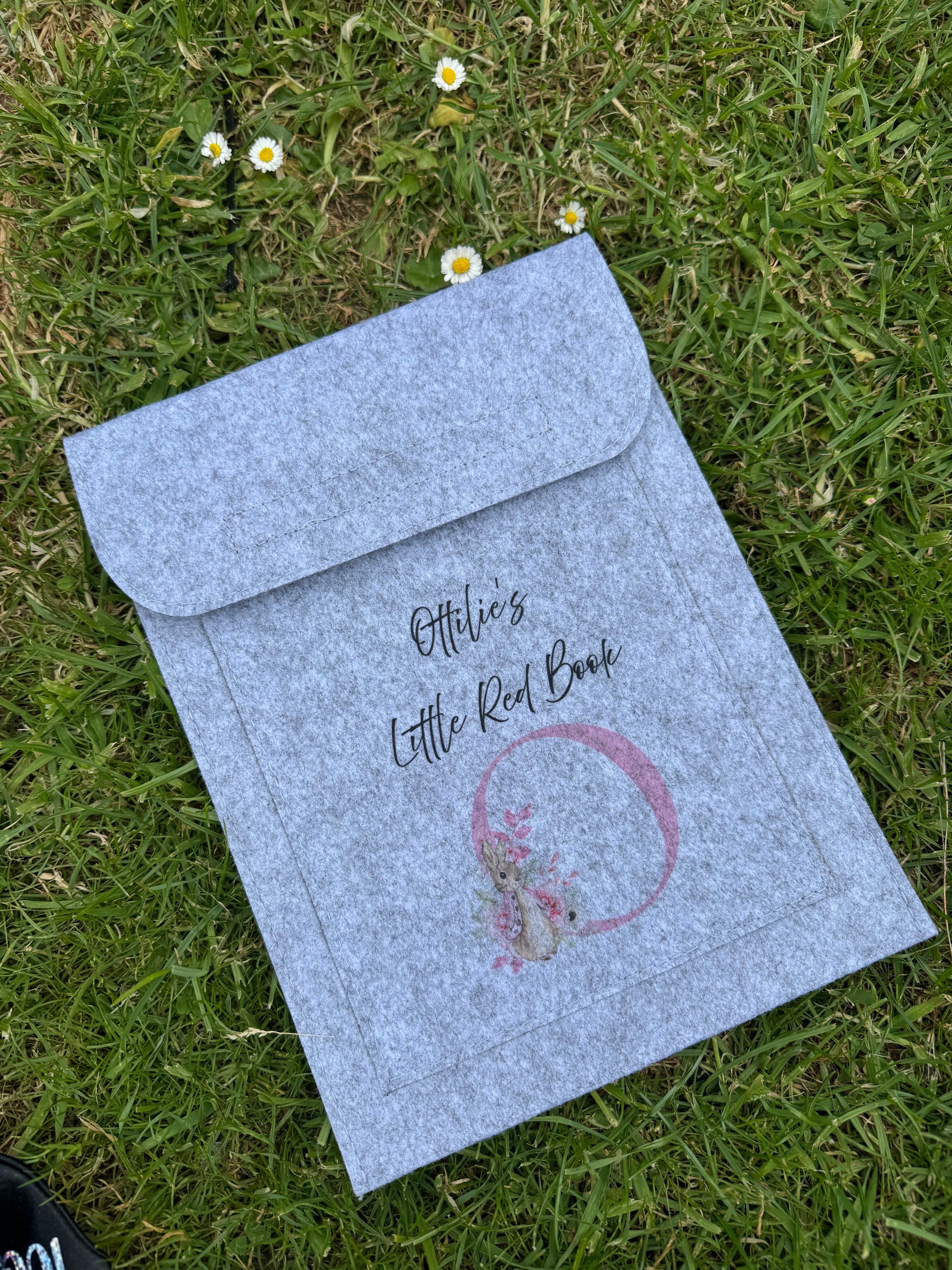 personalised little red book folder pink and blue bunny
