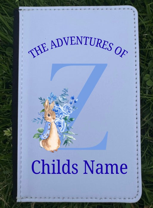 Personalised BLUE Bunny letter passport cover