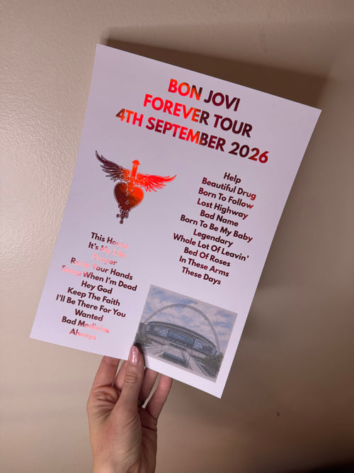 Foiled set lists! Inspired by Bon Jovi