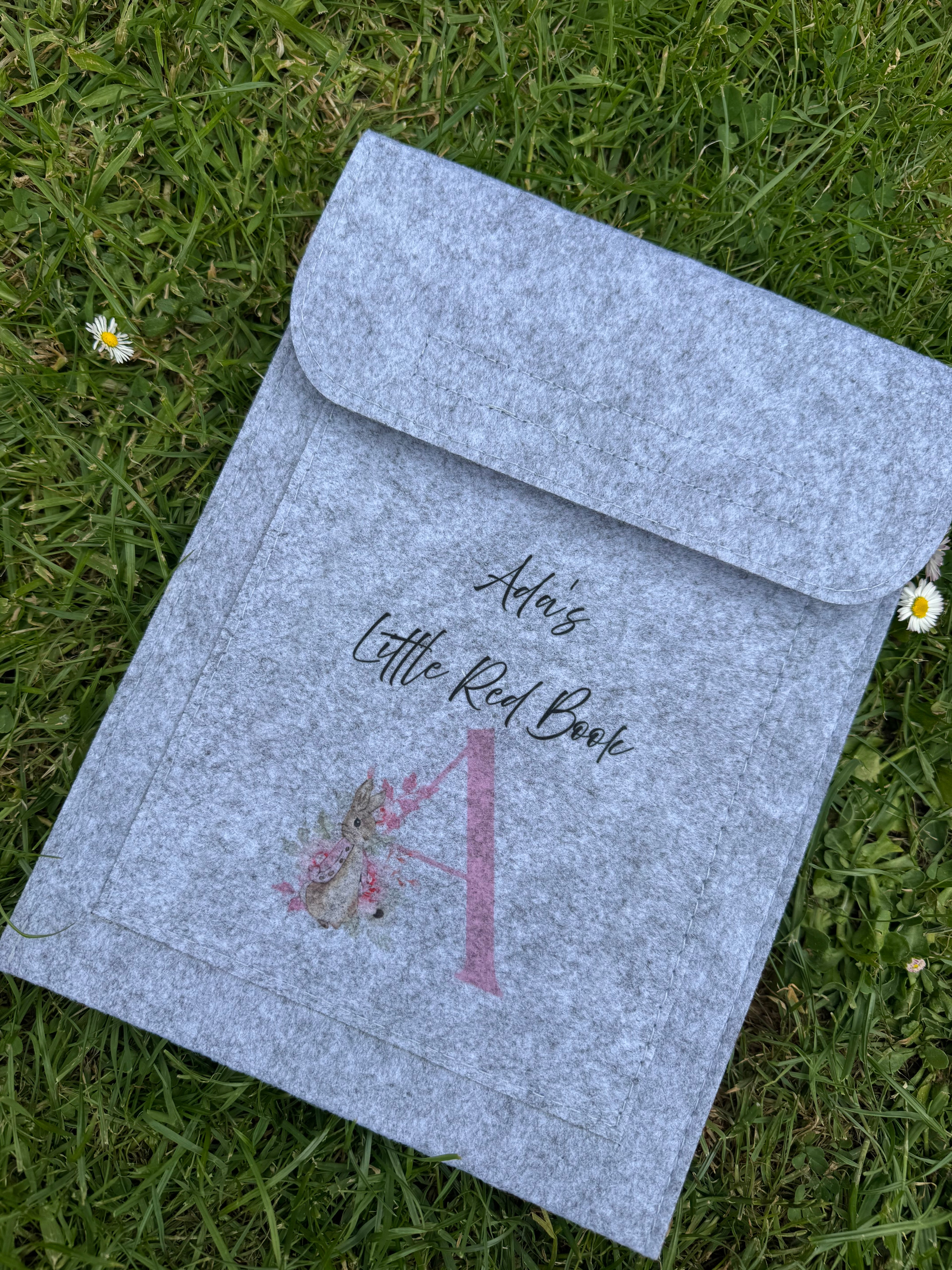 personalised little red book folder pink and blue bunny