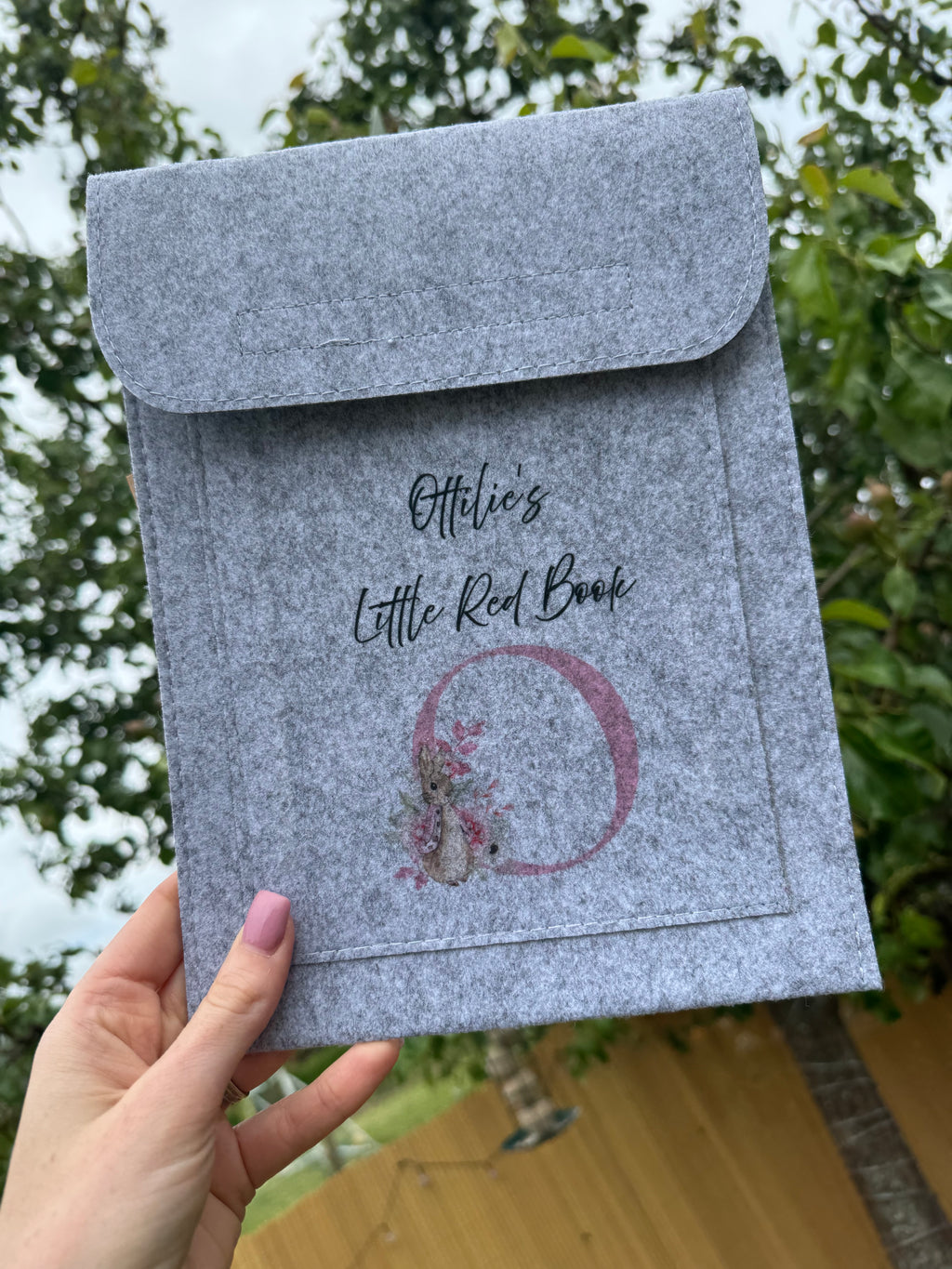 personalised little red book folder pink and blue bunny