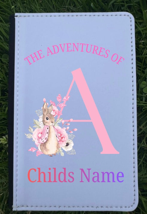 Personalised PINK bunny passport cover