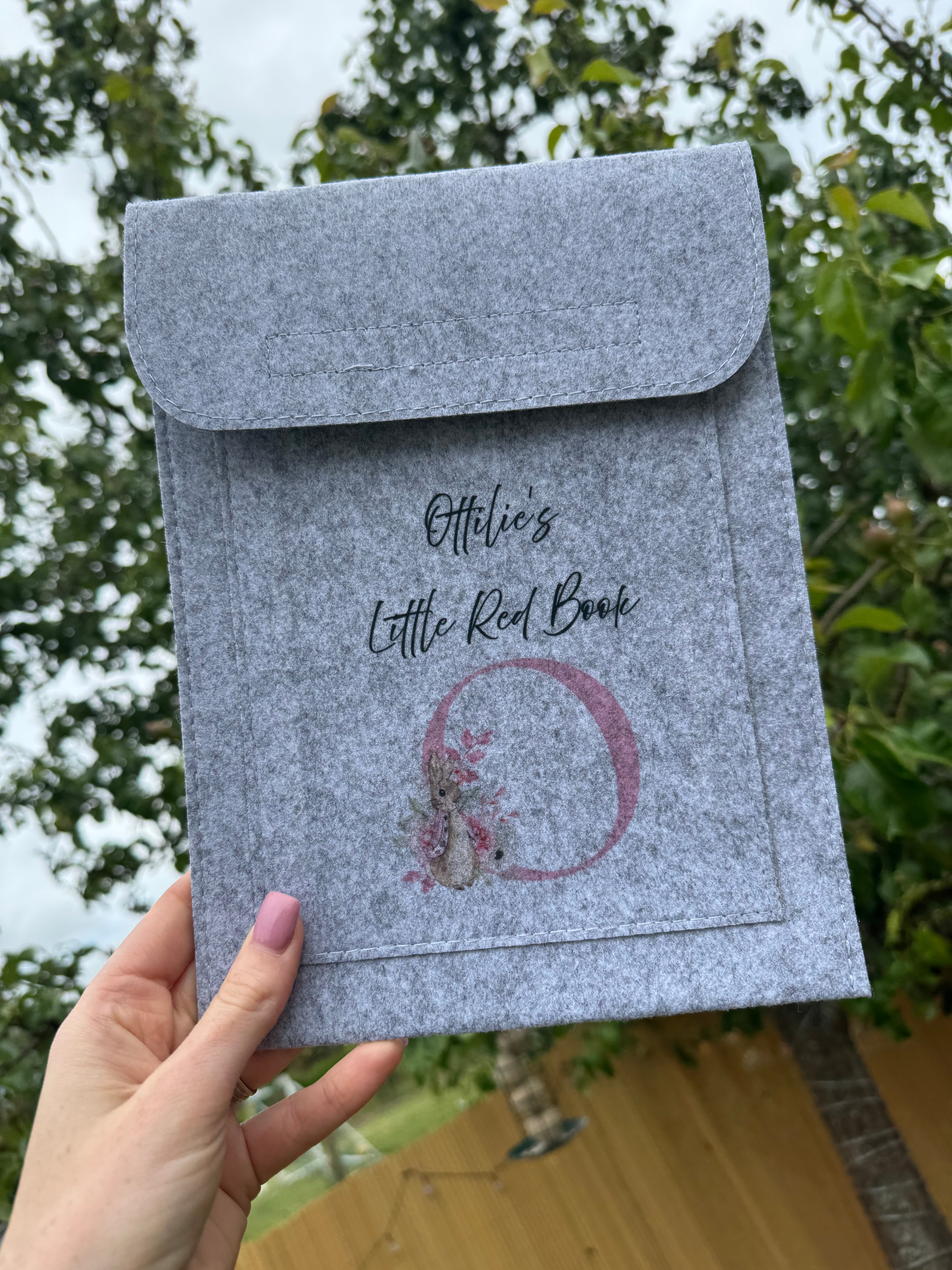 personalised little red book folder pink and blue bunny